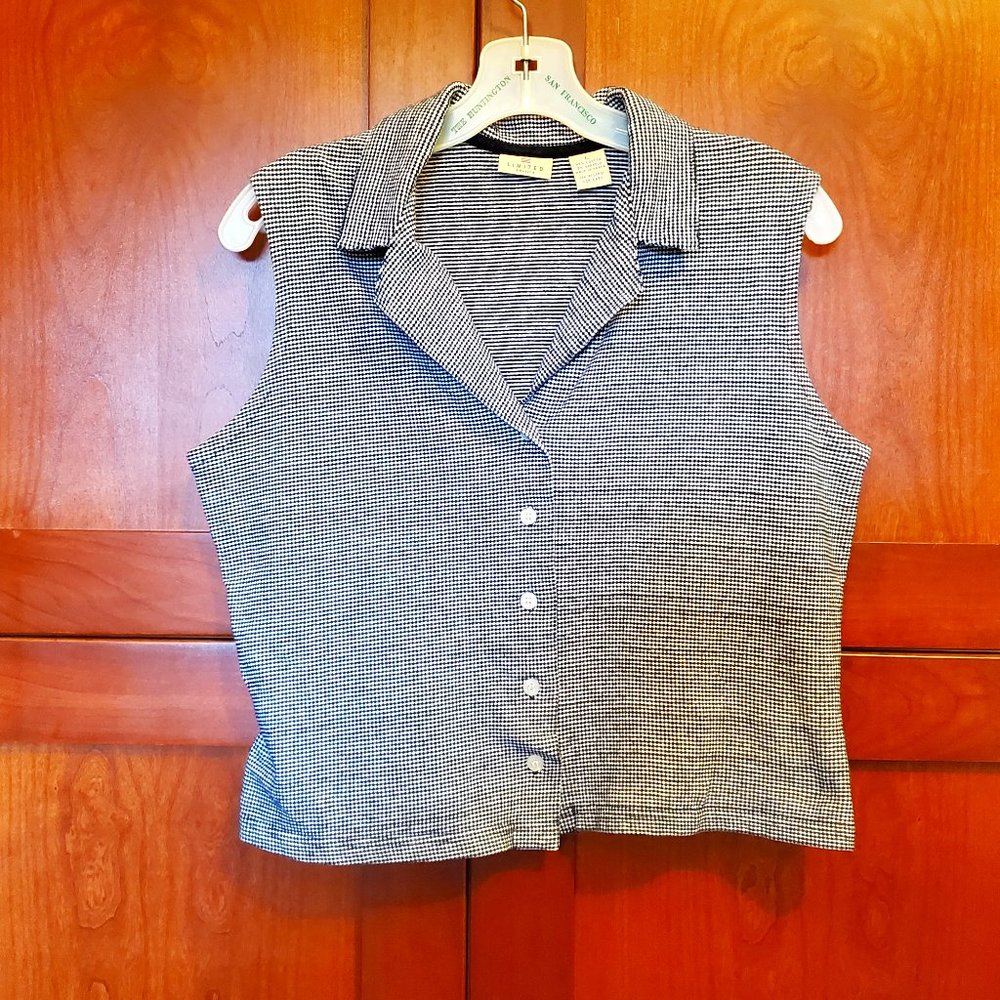 Black & White Cotton/Spandex Sleeveless Top L